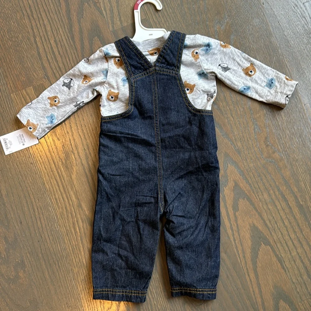 NWT Carter’s Just One You Baby Boy Woodland Animal Overalls Set 6M